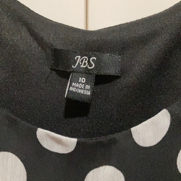 JBS Black Polka Dot Dress - Black dress with white polka dots, High-Low - Picture 4 of 12